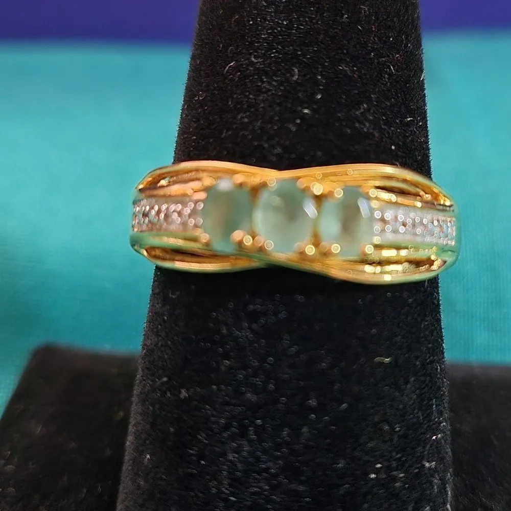 Grandidierite and Natural White Zircon Sterling Silver Ring